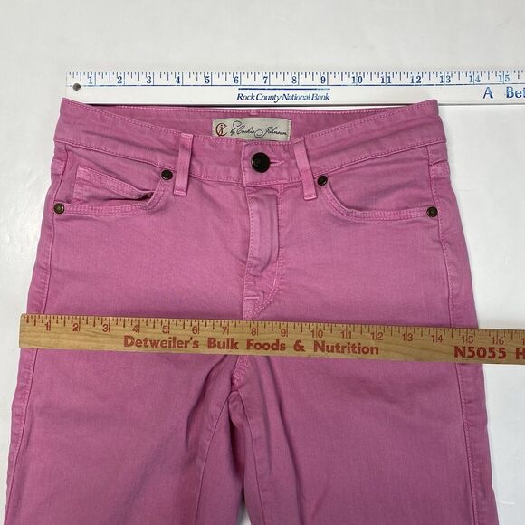 CJ Cookie Johnson Mercy Crop Jeans Sz 25 Pink Midrise Stretch Denim Capri USA - Picture 2 of 11